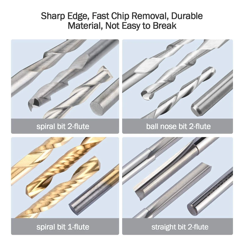 

40Pcs CNC Router Bit Set Ball Nose End Mill Straight & 20Pcs CNC V-Shaped Bit Carbide PCB Engraving Bits 3.175mm