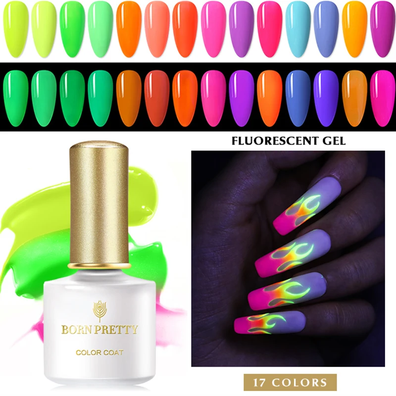 

BORN PRETTY UV Nail Polish Neon Colored Gel Hybrid Semi-Permanent Varnish Fluorescent Color Soak Off UV Gel Nail Varnish Gel