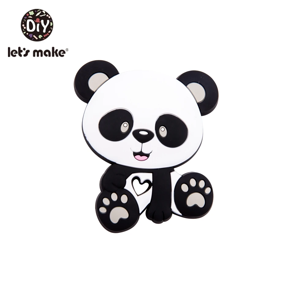 panda grey Let'S Make/1 шт., силиконовый Прорезыватель для зубов, жемчужные бусины, цветок розы, Прорезыватель для зубов, игрушки для малышей, погремушка, детская игрушка, силиконовый Прорезыватель для зубов - Color: panda grey