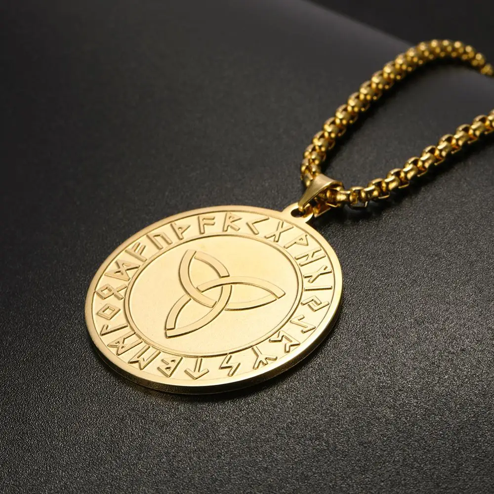 Nordic Fashion Special Symbol Letter Stainless Steel Pendant Gold Vintage Long Chain Necklace Couple | Украшения и аксессуары