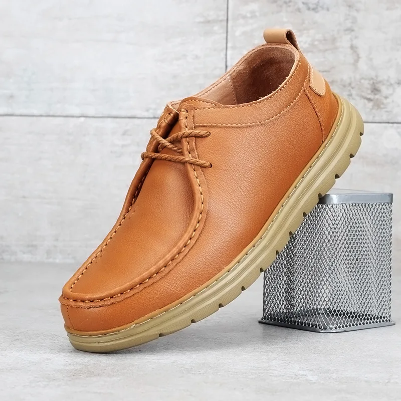 

Men Genuine Leather Lace-up Casual Shoes Mens Breathable Soft Bottom Middle-aged mens luxury shoes men designer shoes spring