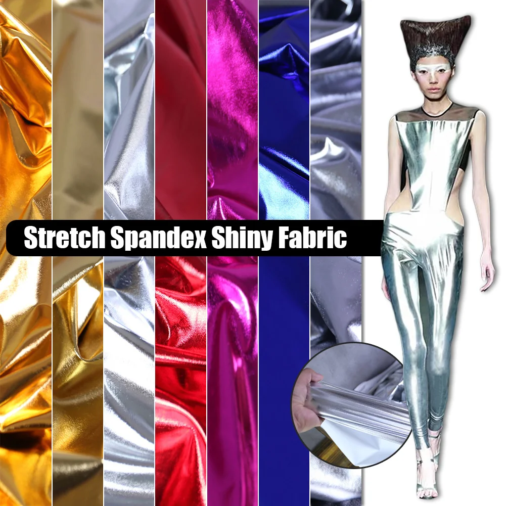 

150cm*50cm Stretch Shiny Gold Bronzing Spandex Fabric Colorful Laser Cloth DIY Material for Stage/Cosplay Costume/Dress