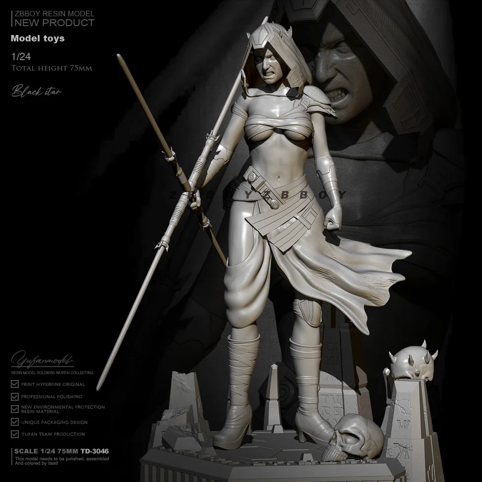 

76mm 1/24 Resin model kits DIY figure toy self-assembled TD-3046