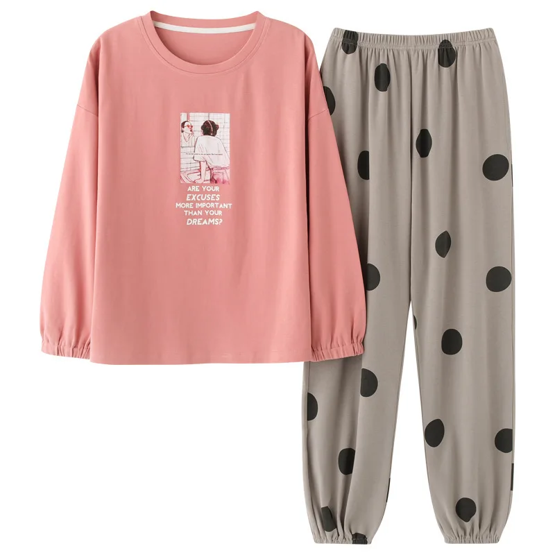 

2020 new cotton pajamas women tight race round collar han edition fashion simple leisurewear suit manufacturers selling