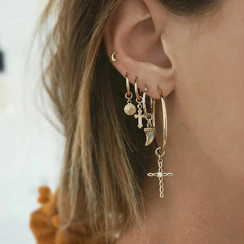 Корейская версия круглые серьги кольца висячие уличные золотые оптовая продажа