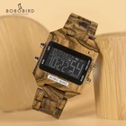 Часы наручные BOBO BIRD мужские электронные, многофункциональные светодиодные брендовые цветные цифровые с деревянным ремешком, с бамбуковой коробкой, с отображением даты