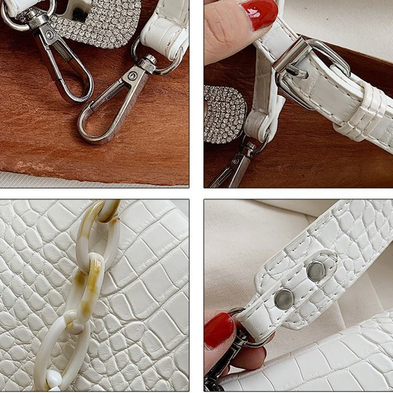 

Fashion Crocodile Pattern Baguette bags PU Leather Shoulder Bags For Women 2020 Chain Design Luxury Hand Bag Female Travel