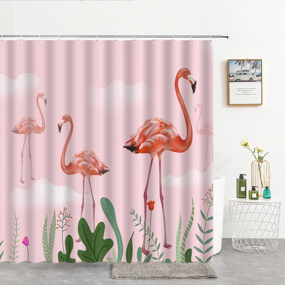 Водонепроницаемые занавески для душа ванной комнаты с цветами и птицами