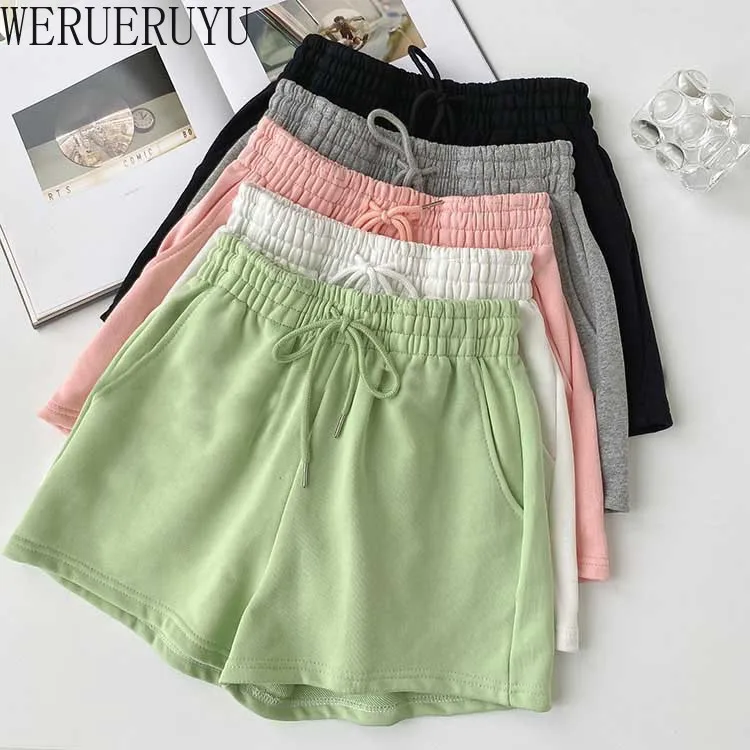 

Летние модные повседневные спортивные шорты, женская одежда, новинка 2021, белые черные корейские женские шорты в стиле Харадзюку с эластичны...