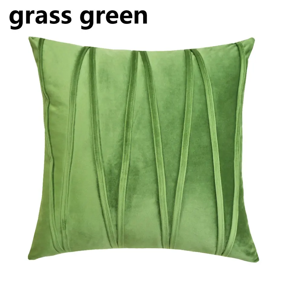 W GREEN Новинка, супер мягкий вельветовый чехол для диванной подушки, решетчатый жаккардовый чехол для подушки, геометрический декоративный чехол для подушки для дома, отеля, автомобиля - Цвет: W GREEN