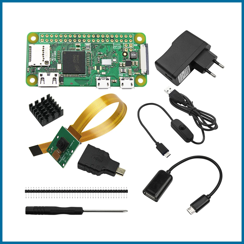 

Raspberry Pi Zero/Zero W Starter Kit 5MP Camera +RPI Zero W ABS Case+Heat Sink+ 5V2A Power Adapter+Adapter Kit Mini HDMI