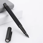 Ручка перьевая ZK20 с черной текстурой дерева, металлическая с титановым черным наконечником, отличный подарок для письма, деловые и офисные принадлежности