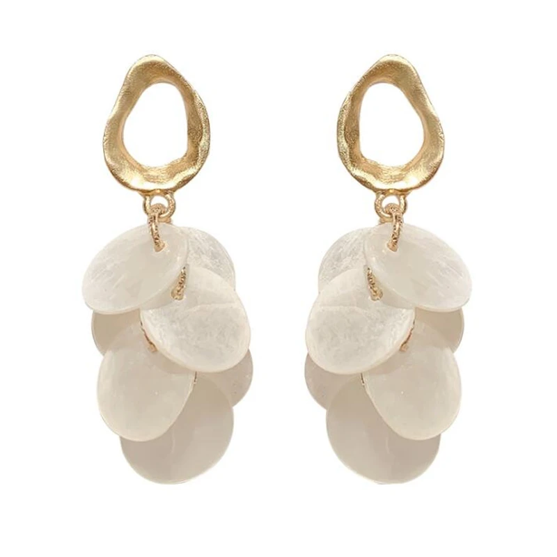 Новинка женские длинные модные серьги натуральная оболочка диски имитация