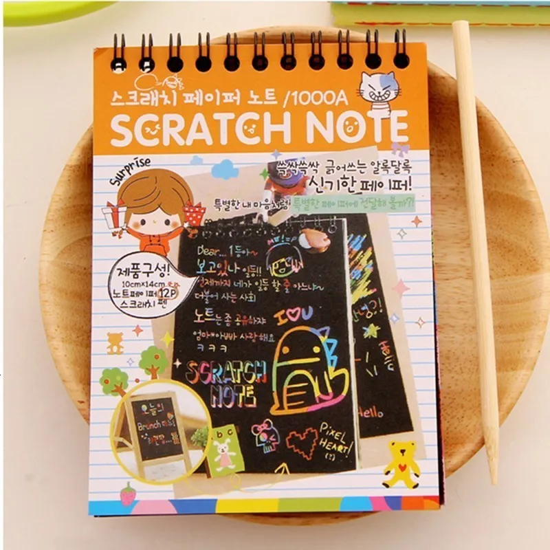 Творческий DIY Sketchbook черный картон детская Живопись Рисунок бумага для заметок игрушка блокнот канцелярские принадлежности для школы товары для магазина 016044