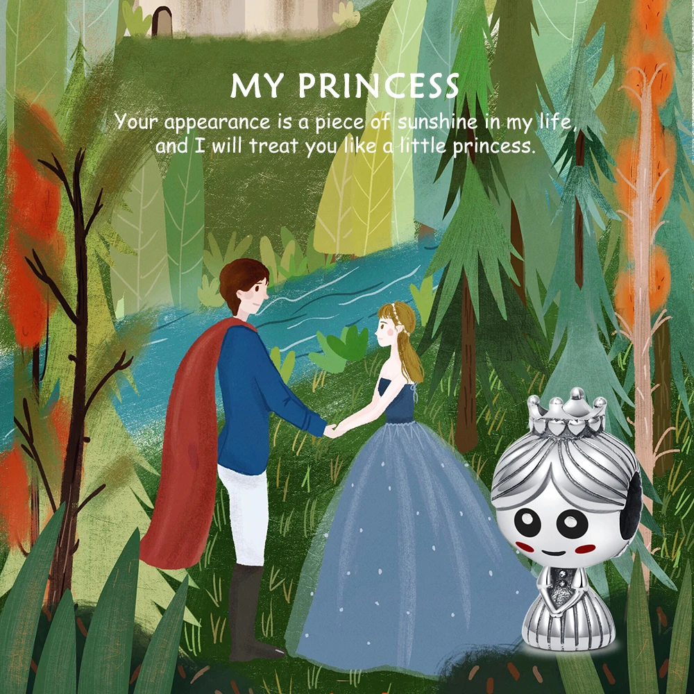 Корона принца принцессы из стерлингового серебра 925 пробы с бусинами love story