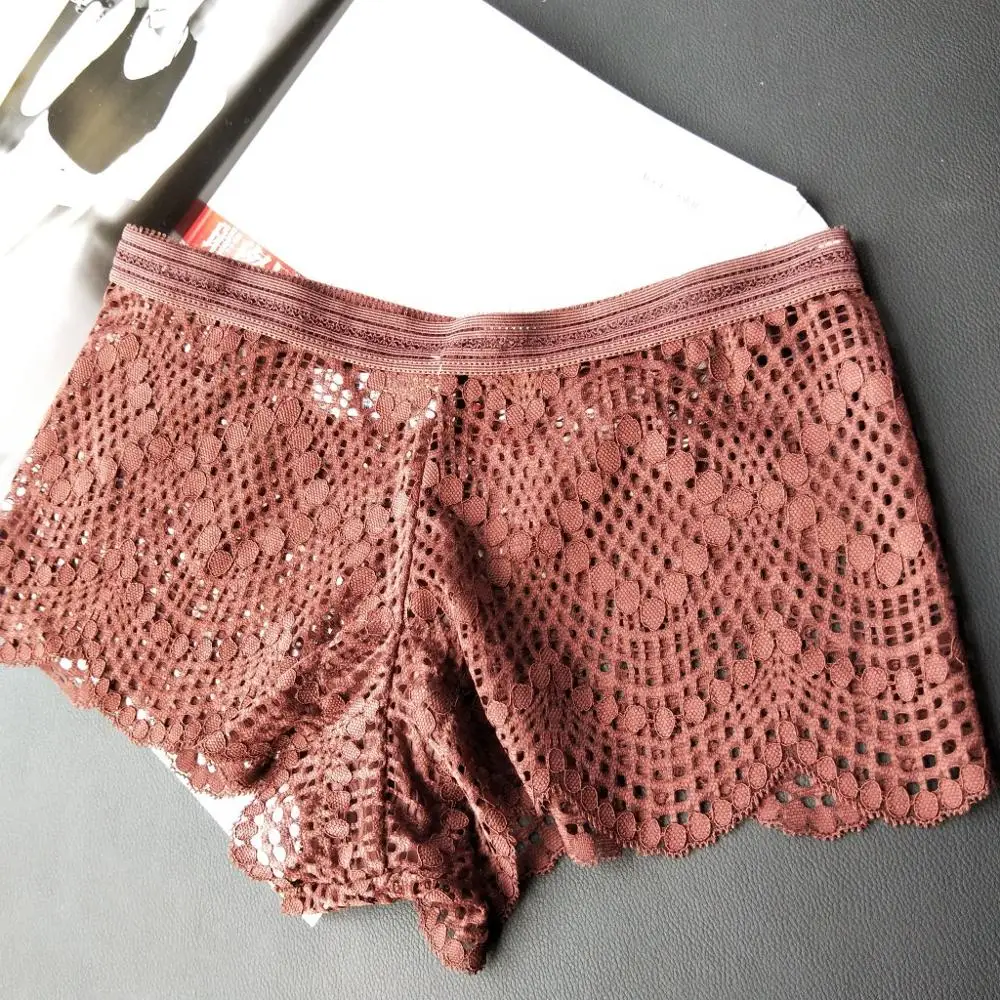 Сексуальные кружевные трусики со средней посадкой открытые для женщин пикантное