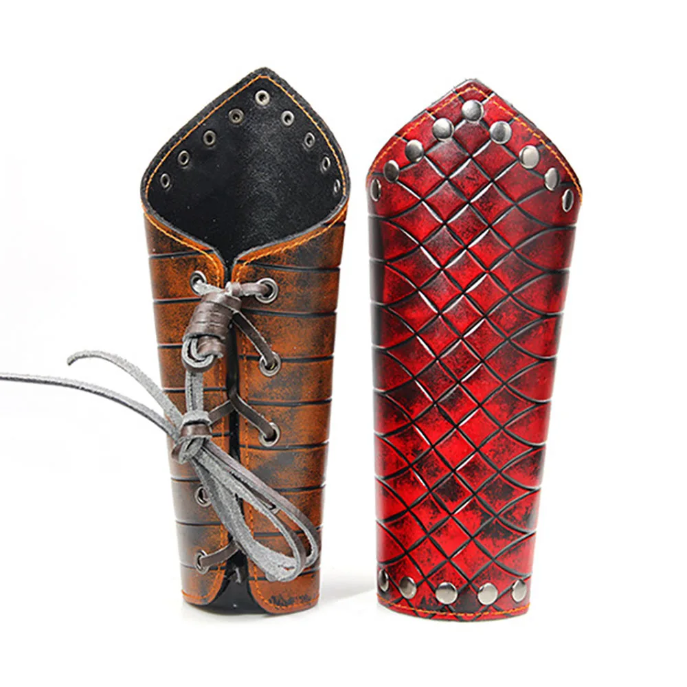 Натуральная кожа шипованных шнуровки нарукавники Ренессанс стрельба из лука