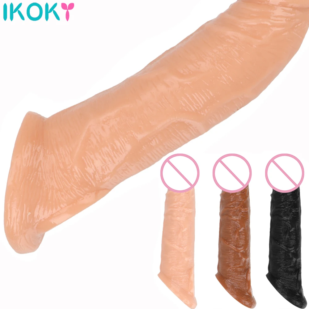 

Reusable Penis Sleeve Extender Realistic Penis Condom Silicone Extension Sex Toy for Men Cock Enlarger Condom Sheath Delay