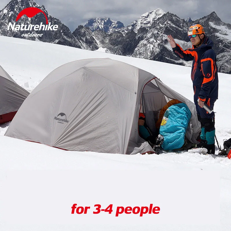 Naturehike 3-4 человек палатка 20D силиконовый Сверхлегкий тент с юбкой с ковриком большое пространство кемпинг палатка открытый зимний кемпинговый тент