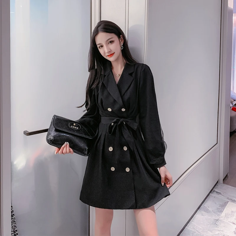 Осеннее платье-трапеция вечернее Бандажное женское повседневное элегантное