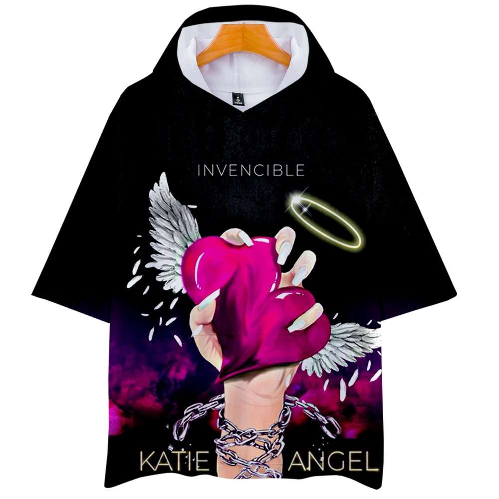 

2021 New Katie Angel 3D Printed Hooded T Shirt Harajuku Summer Short Sleeve T-shirt Women Tops Streetwear Clothes Hot Sale