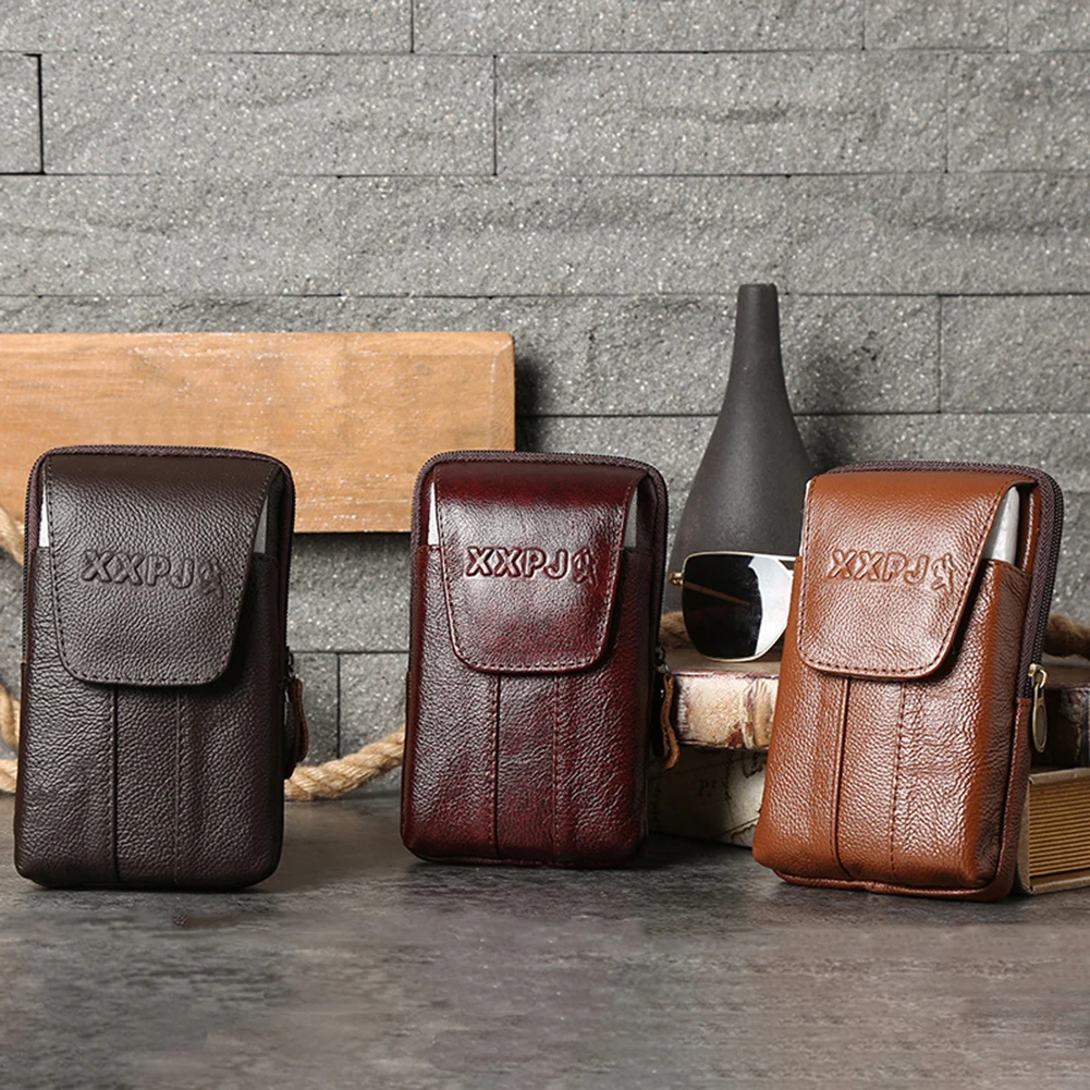 Мужская поясная сумка из натуральной кожи однотонные дорожные деловые