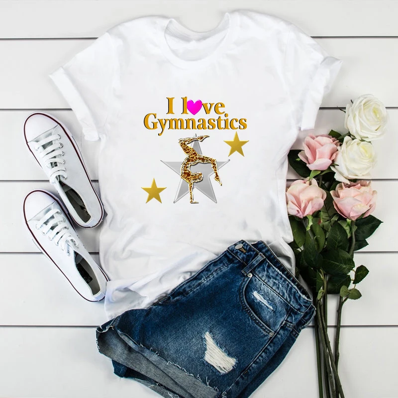 

Femme I Love Gymnastics Tshirt Art graphic print Sports tops t-shirt women summer Harajuku fashion 90s tshirt tumblr clothes