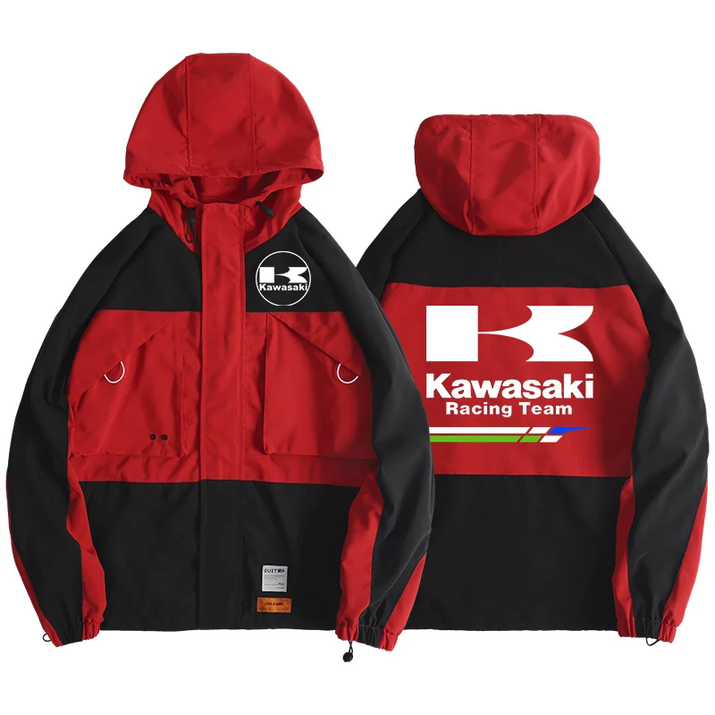 

2021 Mens Fashion Jacket Kawasaki Outwear Windproof Waterproof New Men's Street Windbreaker Hoodie Zipper Thin Casual Star Coat