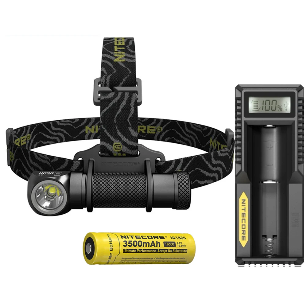 Налобный фонарь NITECORE HC30 CREE XM-L2 U2 max 1000LM с аккумулятором 18650 3500 мАч, новое зарядное устройство I2 - Испускаемый цвет: HC30 NL1835 UM10