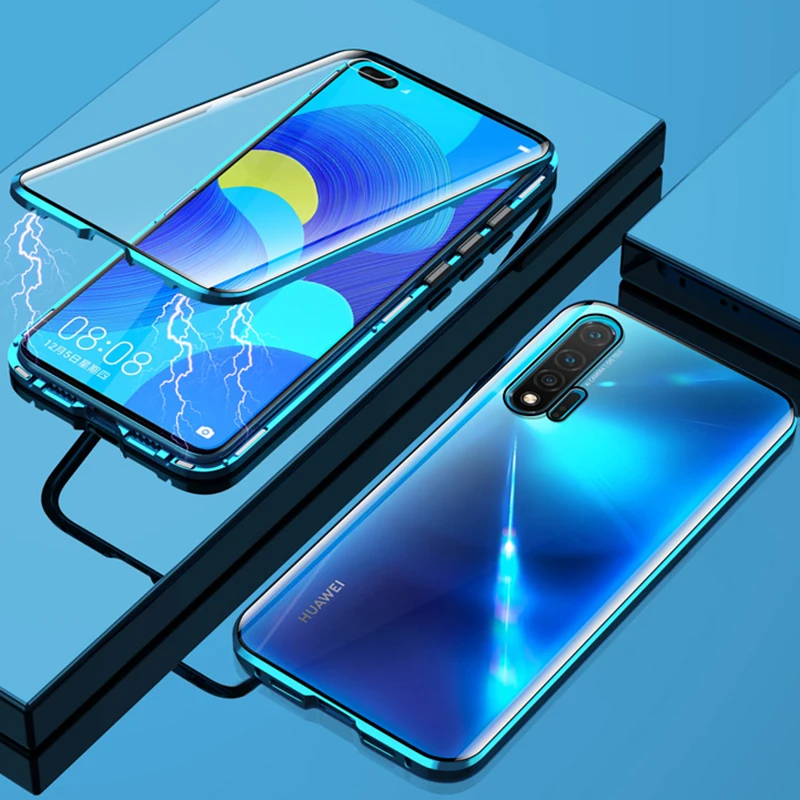 360 Full Magnetic Case For vivo V21 V21E S10 Pro X60 Coque Aluminum Metal Bumper Phone Case For vivo V20 Tempered Glass Cover