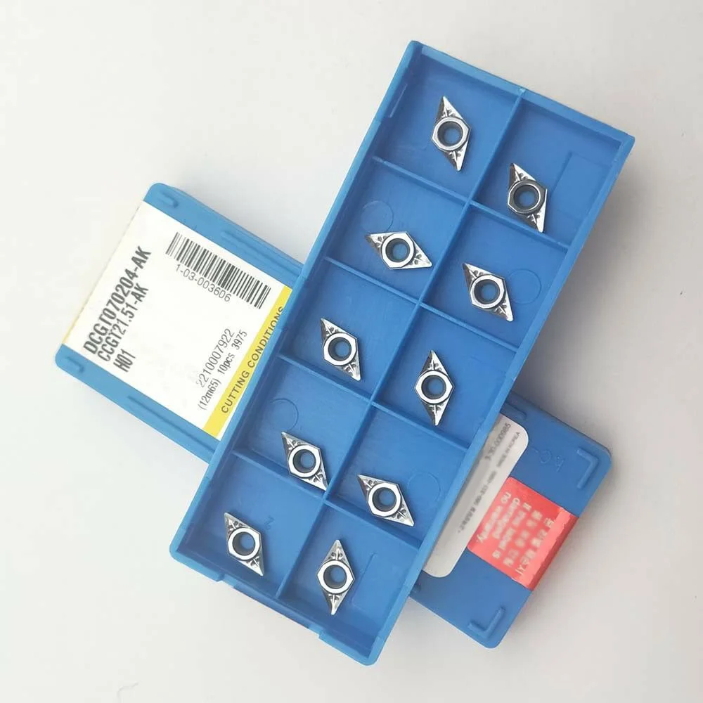

10Pcs DCGT070204 AK H01/DCGT21.51-AK H01 Aluminum Blade Inserts Carbide Inserts For General Material Processing AK Blade