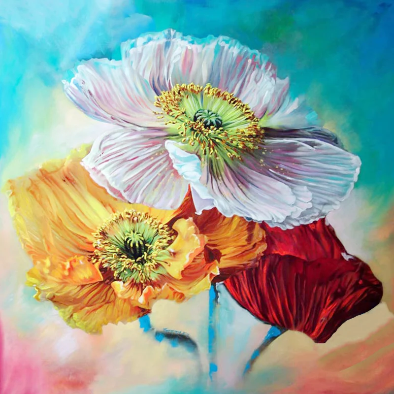 Фуюн алмазов картина 5D Красочные цветы вышивка крестом Алмазная мозаика стразы