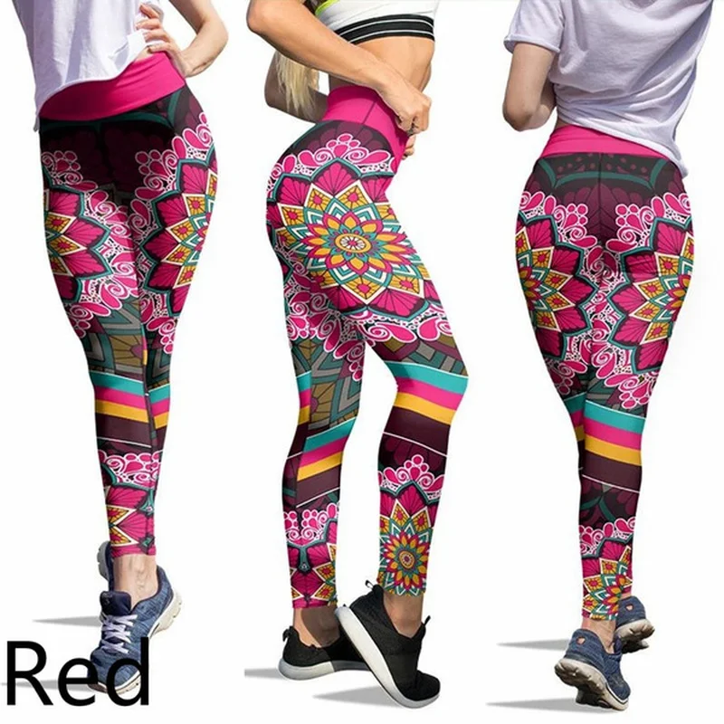 

Leggings Sport Women Fitness Yoga Pants Spring Summer Casual Streetwear Bohemain Print Gym Workout Running Skinny Legging Pant