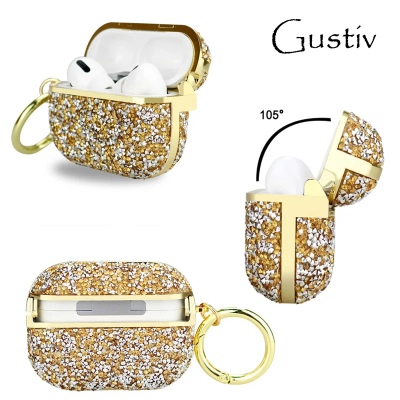

Чехол для беспроводных Bluetooth-наушников Apple Airpods pro 3, роскошный чехол с 3D блестками Алмазный Жесткий футляр