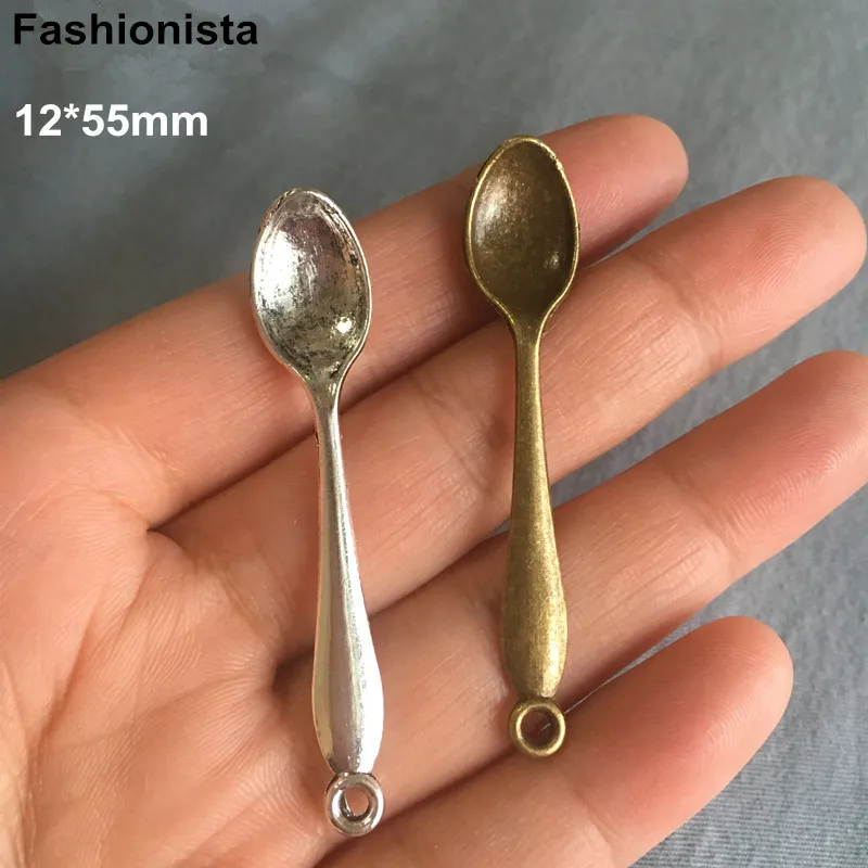 Fashionista винтажные Подвески в виде ложки 12*55 мм античный бронзовый тон маленькая