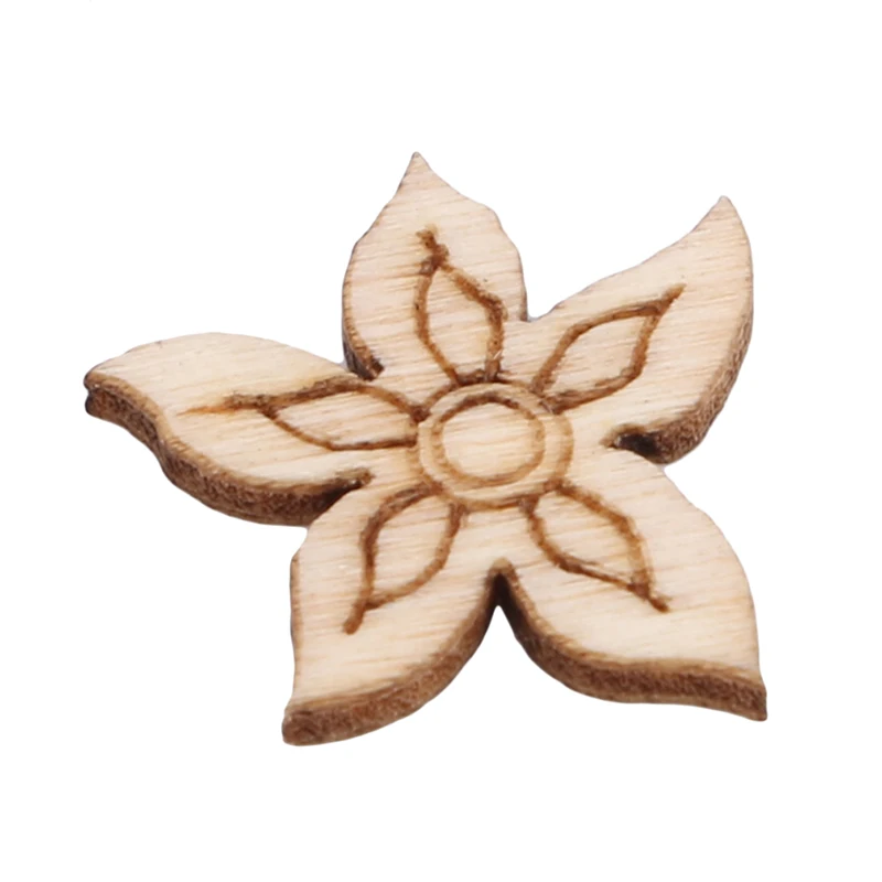 50/100pcs Wooden Buttons New Arrival Flower Leaf Shape Mixed Wood Buttons DIY Wood Environmental Decorative Handicrafts