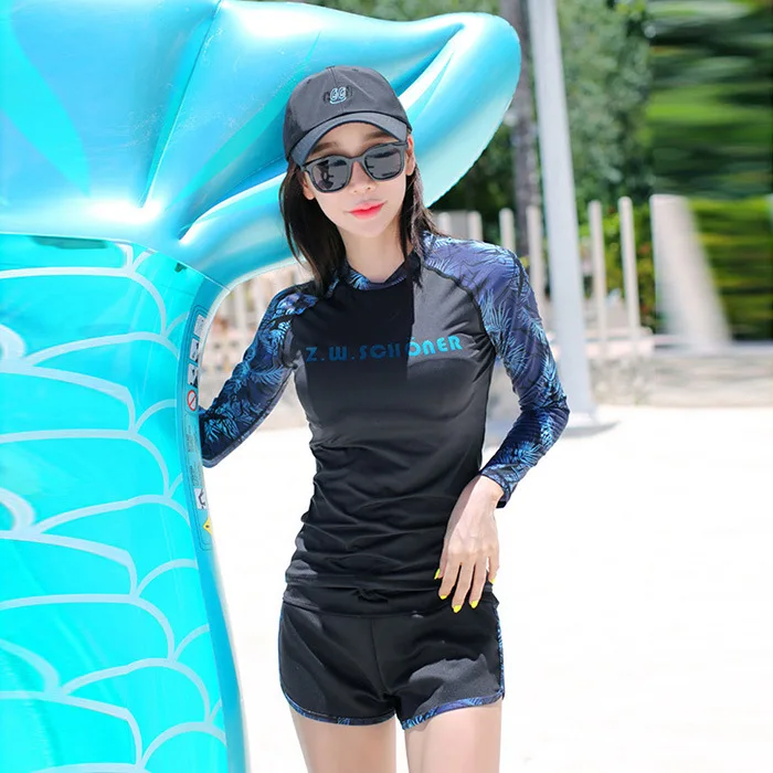 

Long Sleeve Bathing Suit Swiming Women Swimsuit WindSurf Female Diving Bigger Sizes Surf Solid Polyester Sierra Surfer For Sport