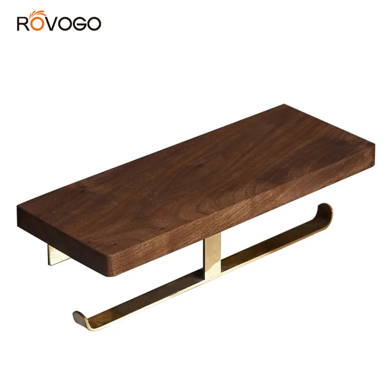 ROVOGO Туалет Бумага держатель с бамбуковая полка двойной для туалетной бумаги