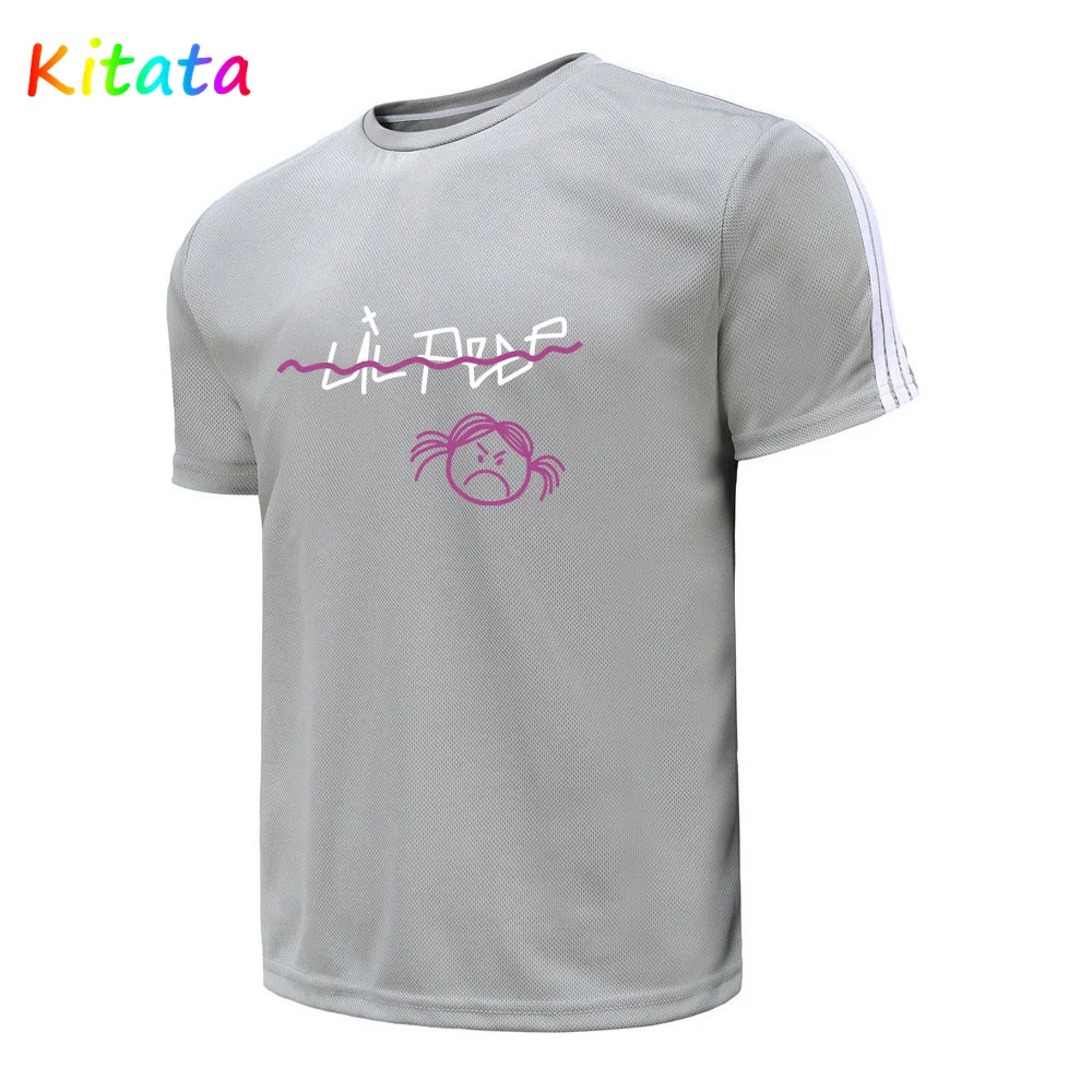 

LiI Peep new men solid color slim-fit T-shirt summer fashion breathable high-quality pure cotton men's short-sleeved pullover+1