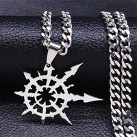 chaos star stainless steel pendants necklaces menwomen army lot ork tau shirt pin band necklaces jewelry n4200s06