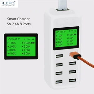 ilepo 8 ports smart usb fast charger 5v 2 4a for iphone ipad kindle samsung xiaomi poco cell phone charger socket with cable free global shipping