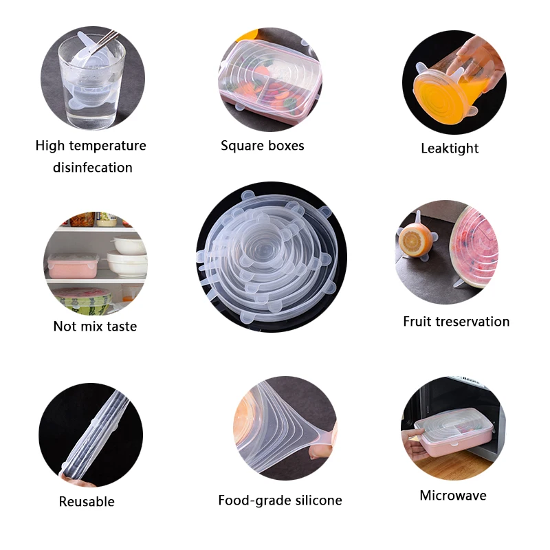 Универсальные силиконовые крышки для пищевых продуктов эластичные колпачки