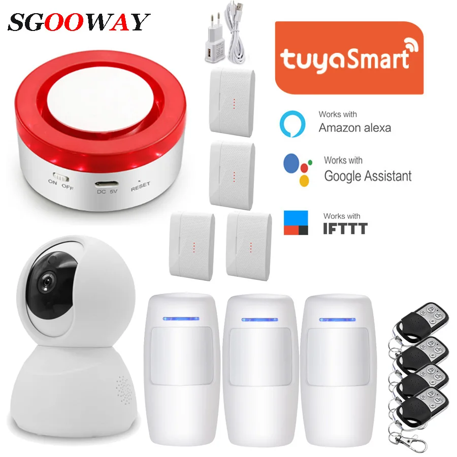 Set E Sgooway Wi-Fi умная сирена сигнализация система оповещения о входах домашний детектор безопасности дистанционное управление Alexa Google Home - Цвет: Set E
