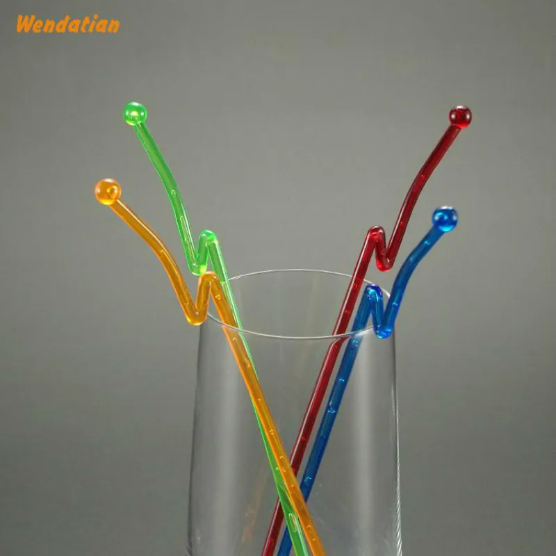 

Кухонные Принадлежности для бара 21 см цветные прозрачные пластиковые одноразовые коктейльные палочки с крючками палочки 100 шт./лот