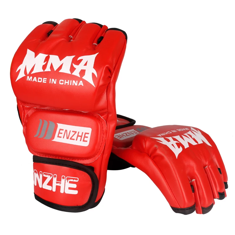 

Boxing Gloves MMA Gloves Muay Thai Training Gloves MMA Boxer Fight Boxing Equipment Half Mitts PU Leather Black/Red