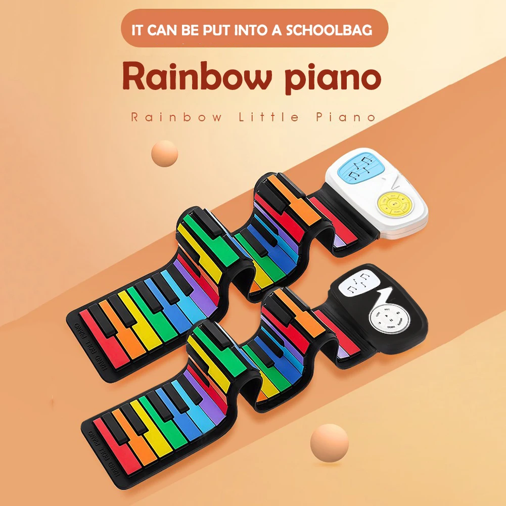 

Portable Flexible Digital Keyboard Piano 49 Keys Silicone Roll Up Piano Folding Electronic Keyboard Organ for Children Student