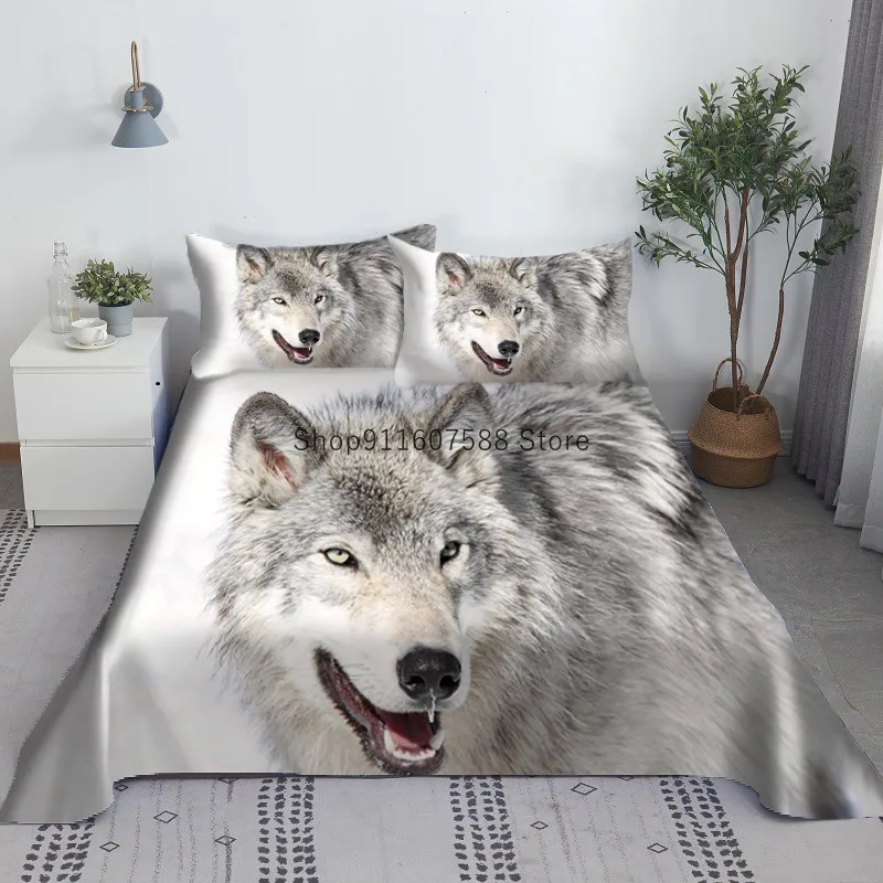 

Animals Wolf Bed Sheet Set 3D Printed Bed Flat Sheet With Pillowcase Bed Linen For Adults Kids King Queen Size