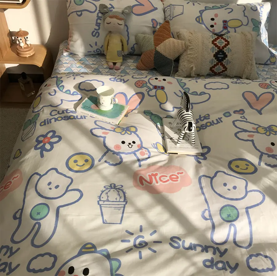 Набор детской одежды с милым мультяшным медведем Симпатичная хлопковая двойная