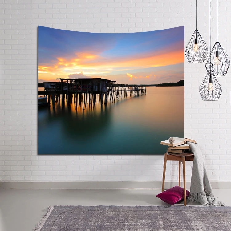 Zeegle Пейзаж Настенный подвесной гобелен природное дерево живопись одежды фон для