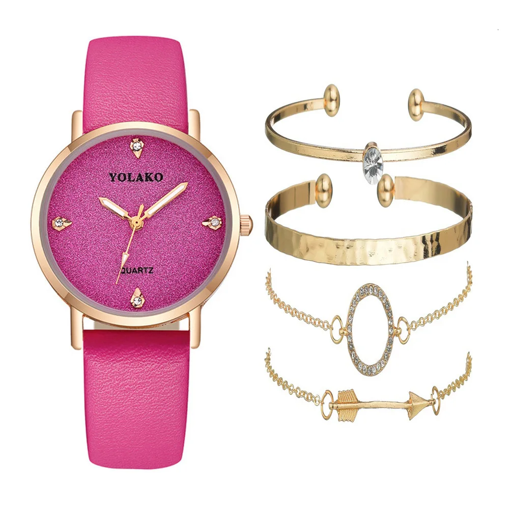 Роскошные брендовые ювелирные изделия женские часы браслет костюм 5 шт./компл.